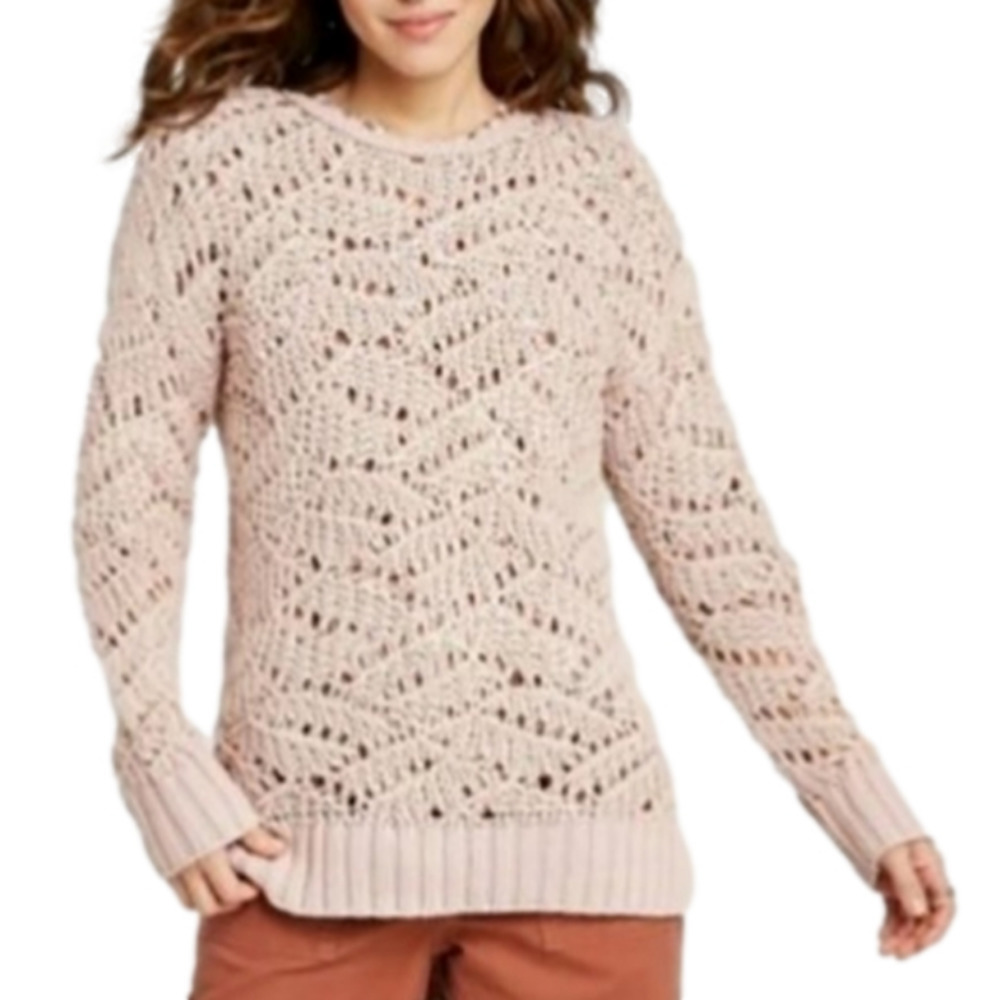 𝅺Universal Thread Open Knit Sweater Pink Long Sleeve